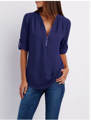 MOREAU LYON | BLOUSE À COL EN V ZIP POUR FEMMES