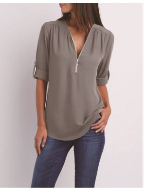 MOREAU LYON | BLOUSE À COL EN V ZIP POUR FEMMES