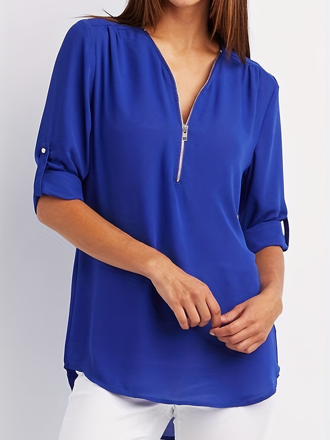 MOREAU LYON | BLOUSE À COL EN V ZIP POUR FEMMES