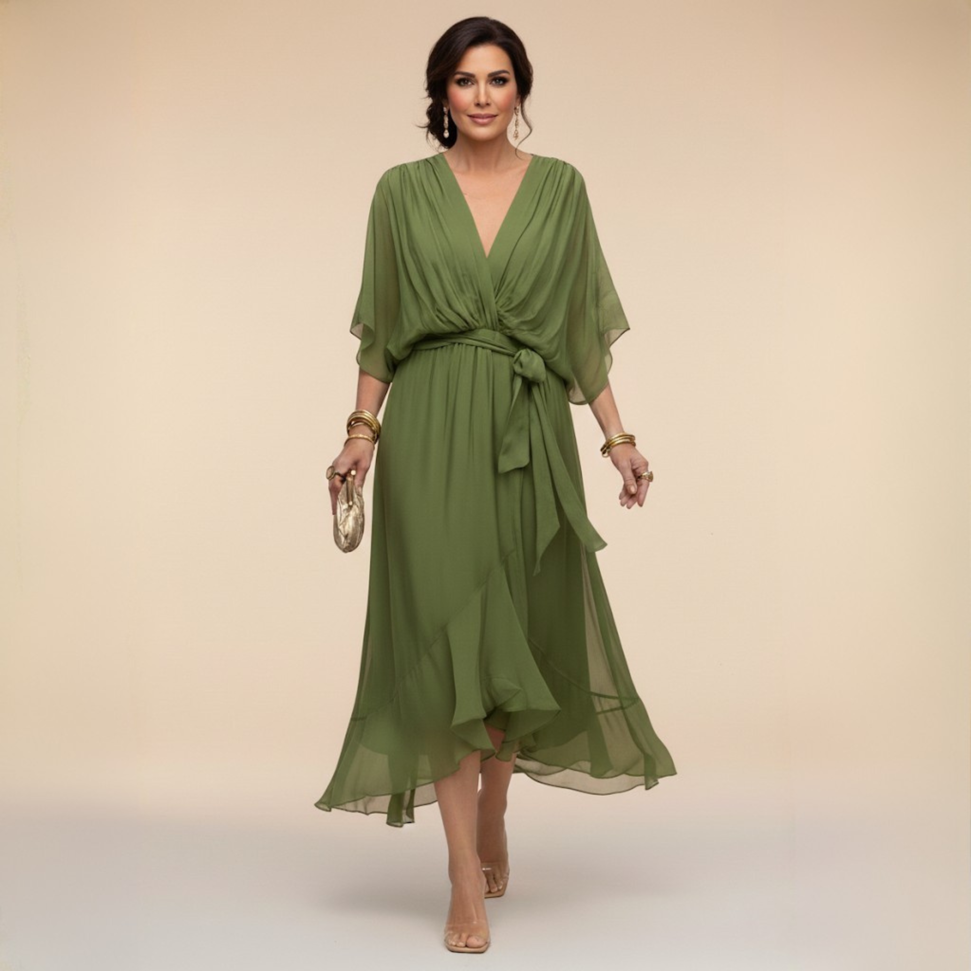 MOREAU LYON | ROBE EN CHIFFON V POUR FEMMES