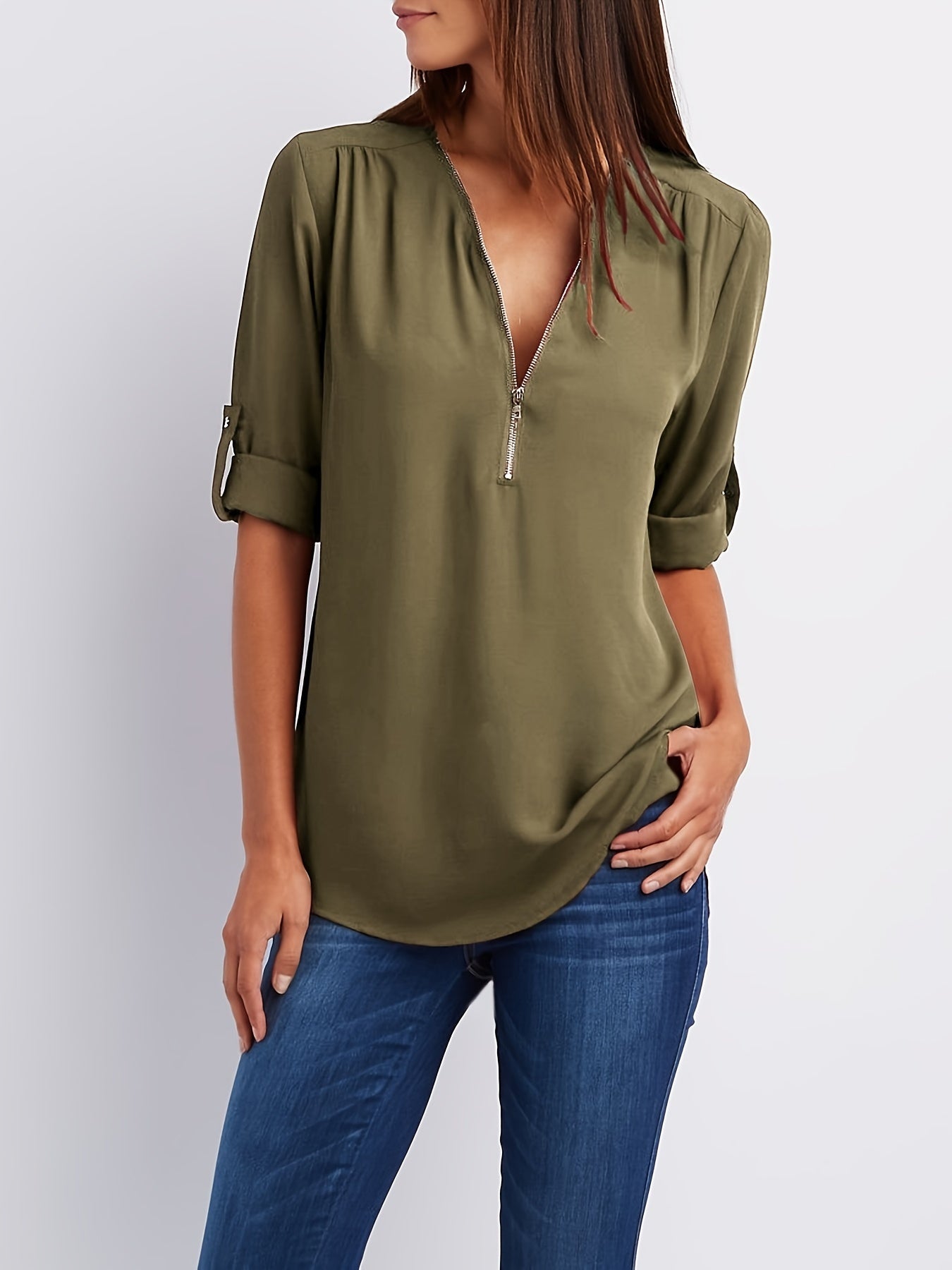 MOREAU LYON | BLOUSE À COL EN V ZIP POUR FEMMES