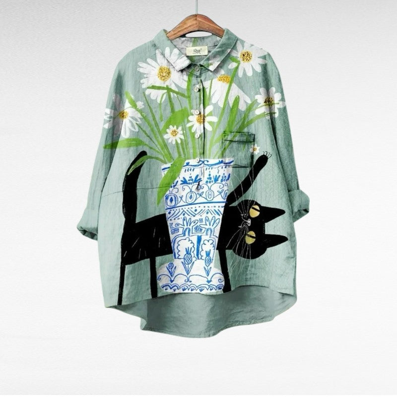 MOREAU LYON | BLOUSE CHAT FLEURI POUR FEMMES