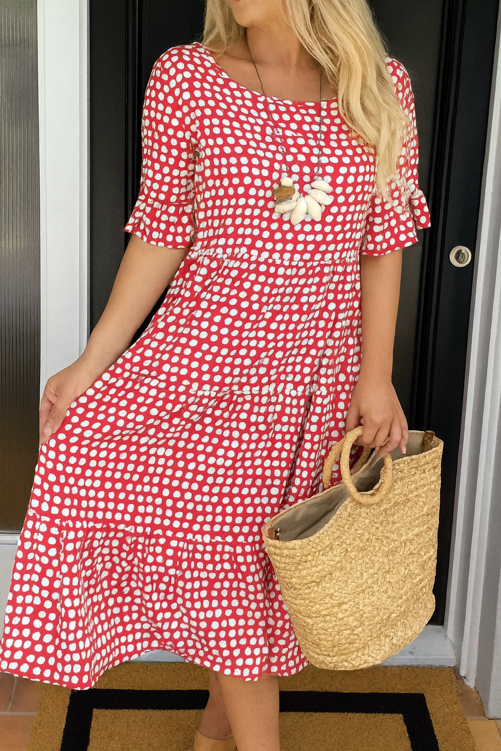 MOREAU LYON | ROBE MIDI ÉLÉGANTE À MANCHES COURTES POUR FEMMES