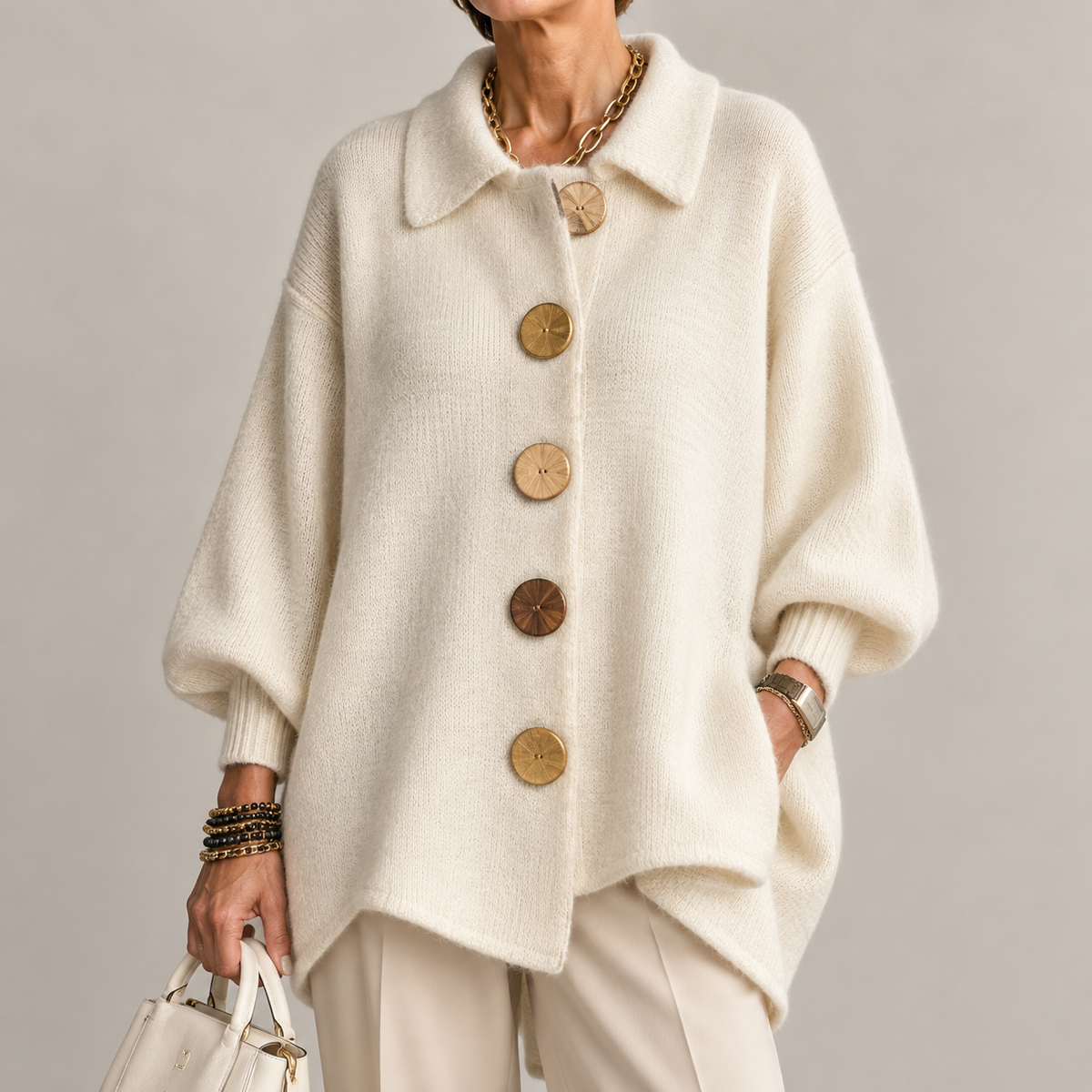 MOREAU LYON | GILET EN TRICOTÉE À COL OVERSIZE POUR FEMMES