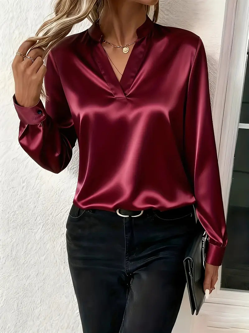 MOREAU LYON | BLOUSE SATINÉE COL V POUR FEMMES
