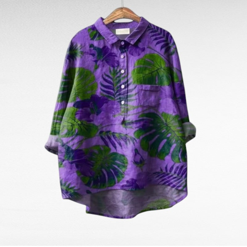 MOREAU LYON | BLOUSE FEUILLES TROPICALES POUR FEMMES