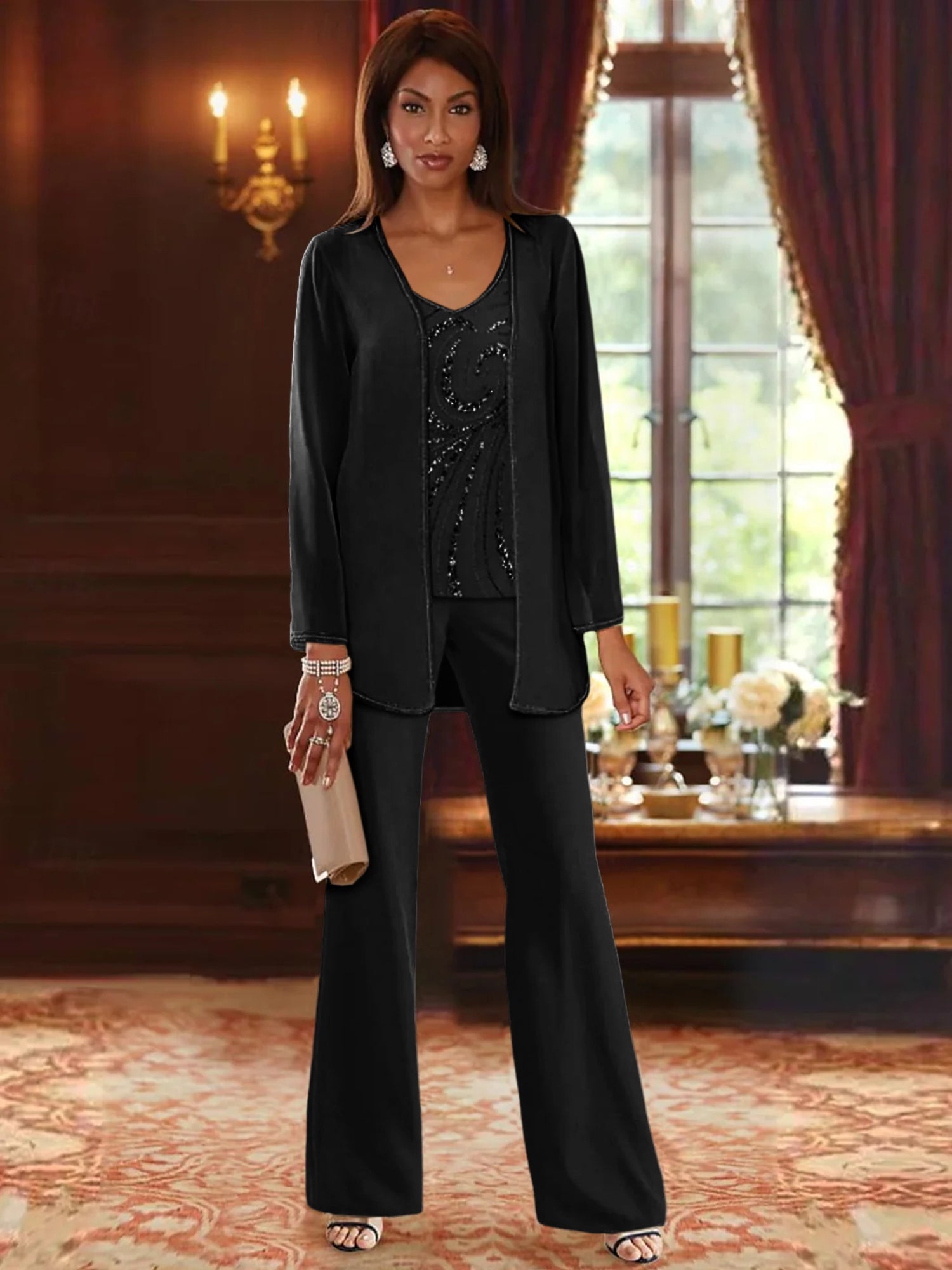 MOREAU LYON | PANTALON CHIFFON ENSEMBLES ÉLÉGANTE POUR FEMMES