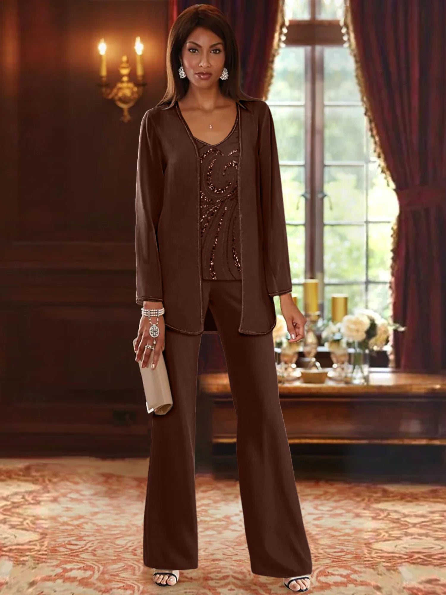 MOREAU LYON | PANTALON CHIFFON ENSEMBLES ÉLÉGANTE POUR FEMMES
