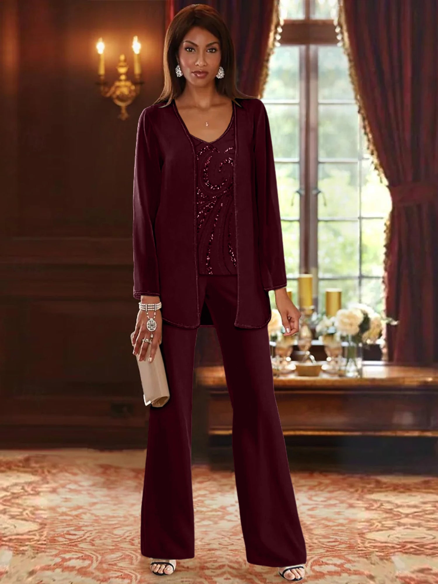MOREAU LYON | PANTALON CHIFFON ENSEMBLES ÉLÉGANTE POUR FEMMES