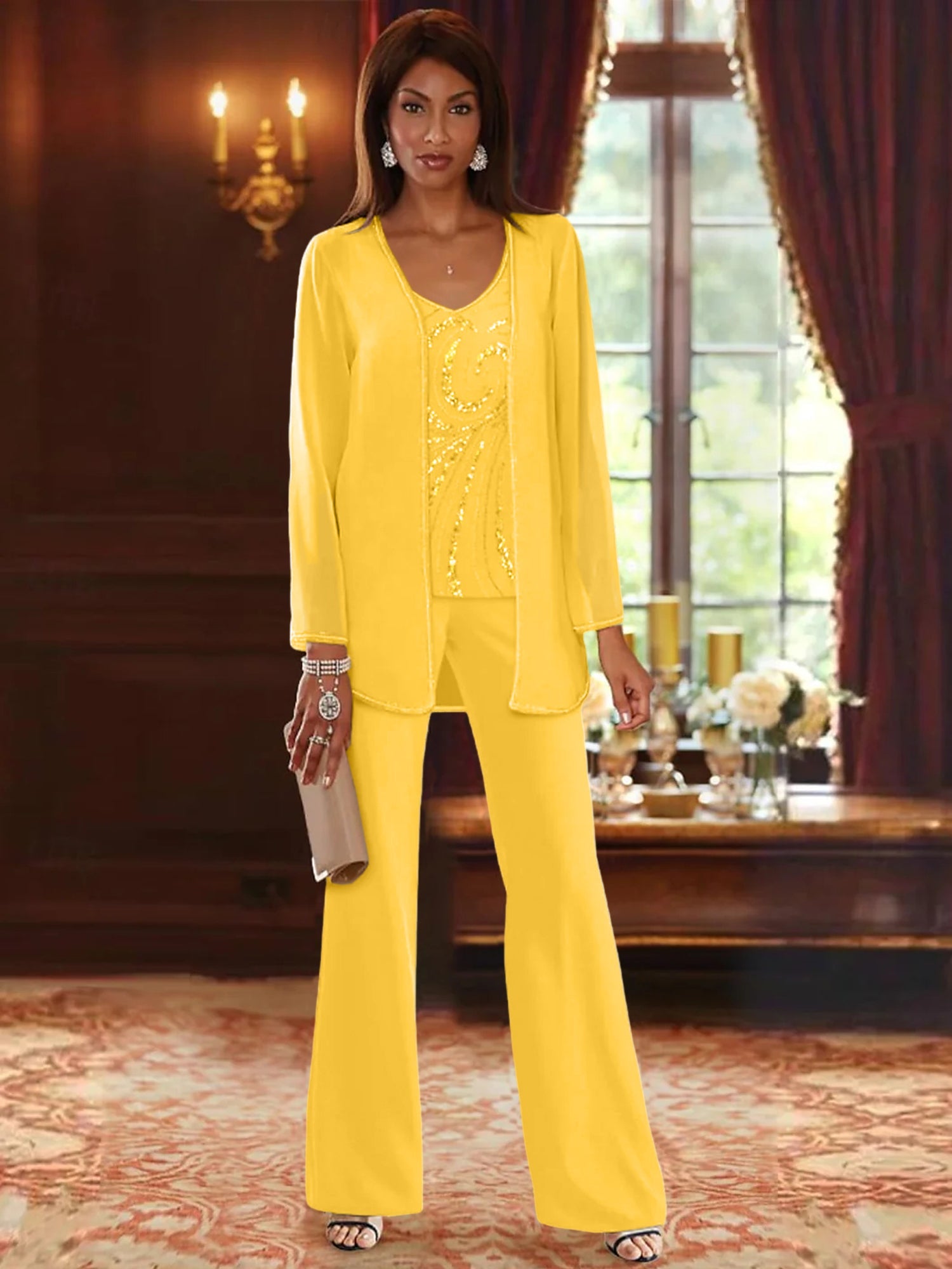 MOREAU LYON | PANTALON CHIFFON ENSEMBLES ÉLÉGANTE POUR FEMMES