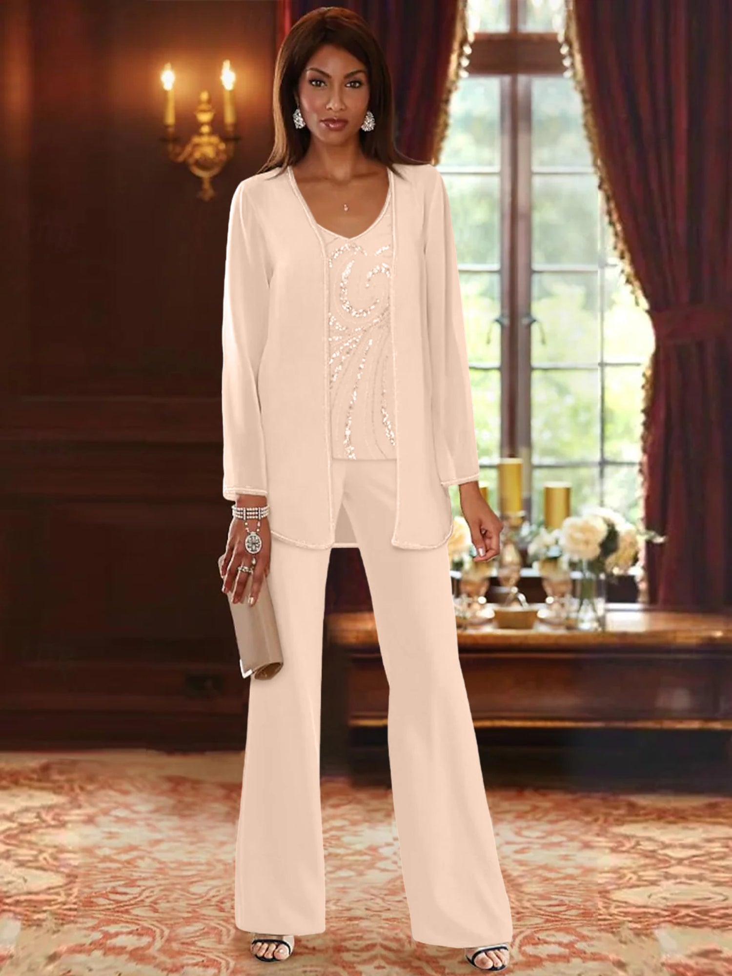 MOREAU LYON | PANTALON CHIFFON ENSEMBLES ÉLÉGANTE POUR FEMMES