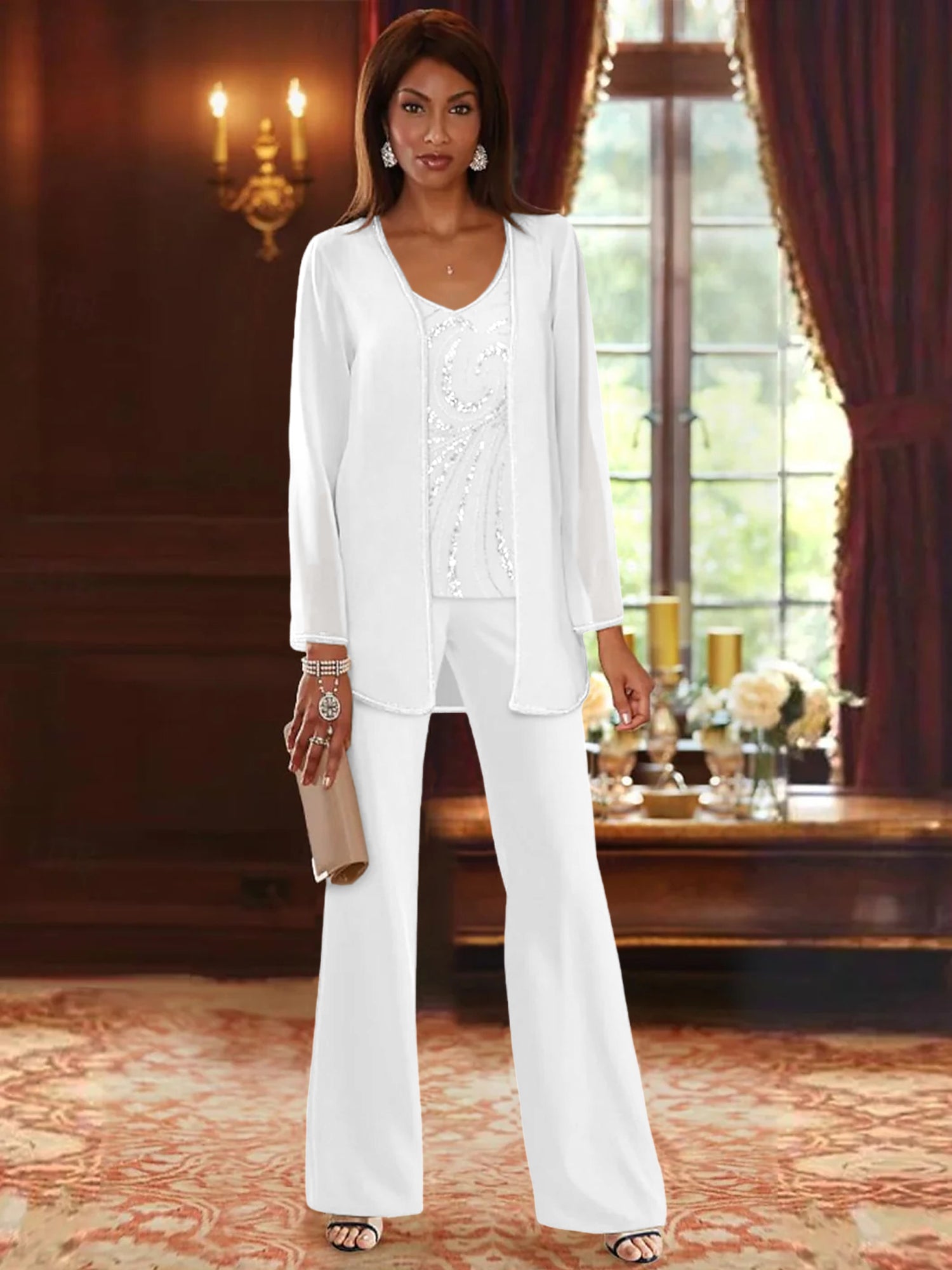 MOREAU LYON | PANTALON CHIFFON ENSEMBLES ÉLÉGANTE POUR FEMMES