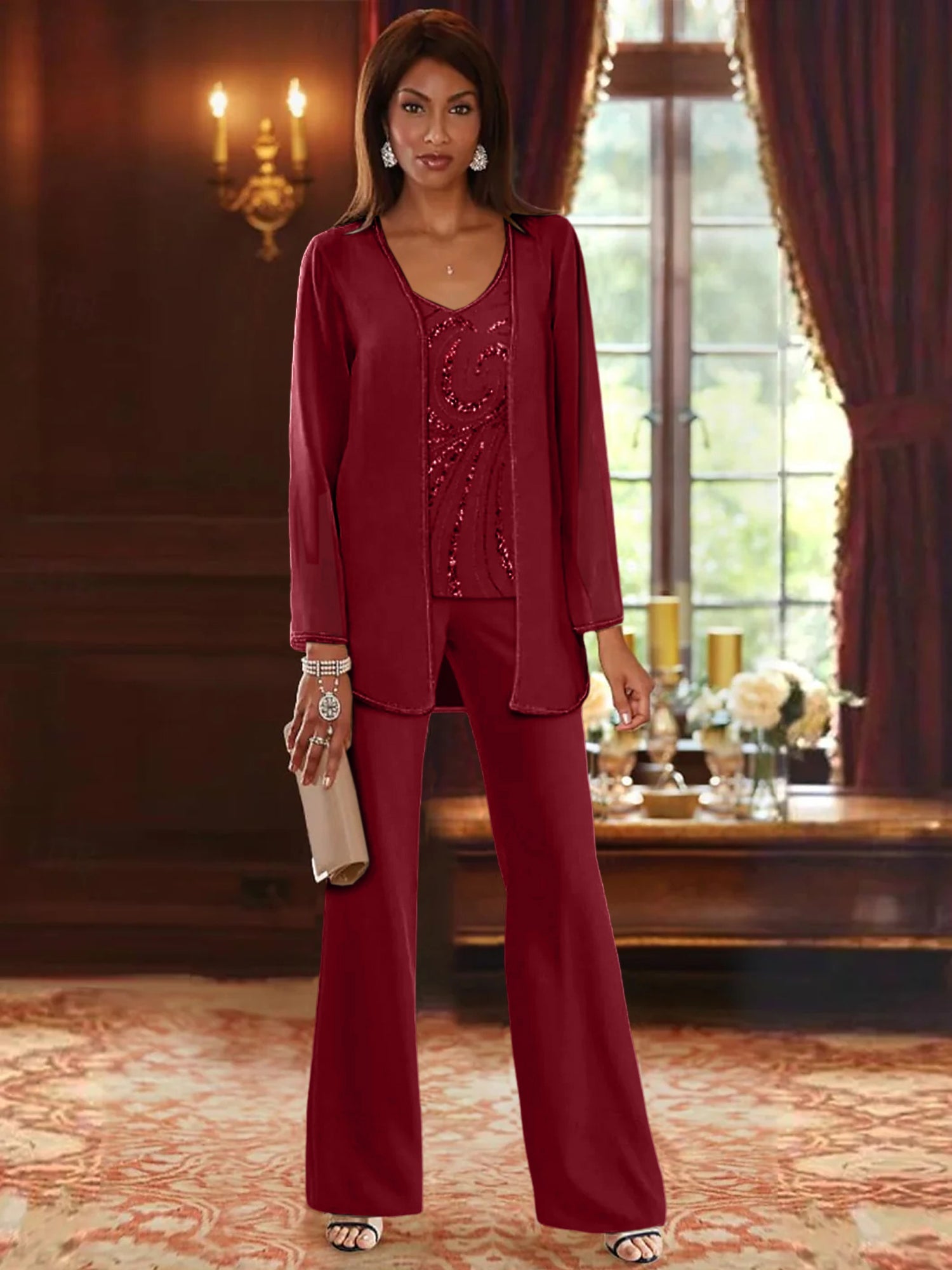 MOREAU LYON | PANTALON CHIFFON ENSEMBLES ÉLÉGANTE POUR FEMMES