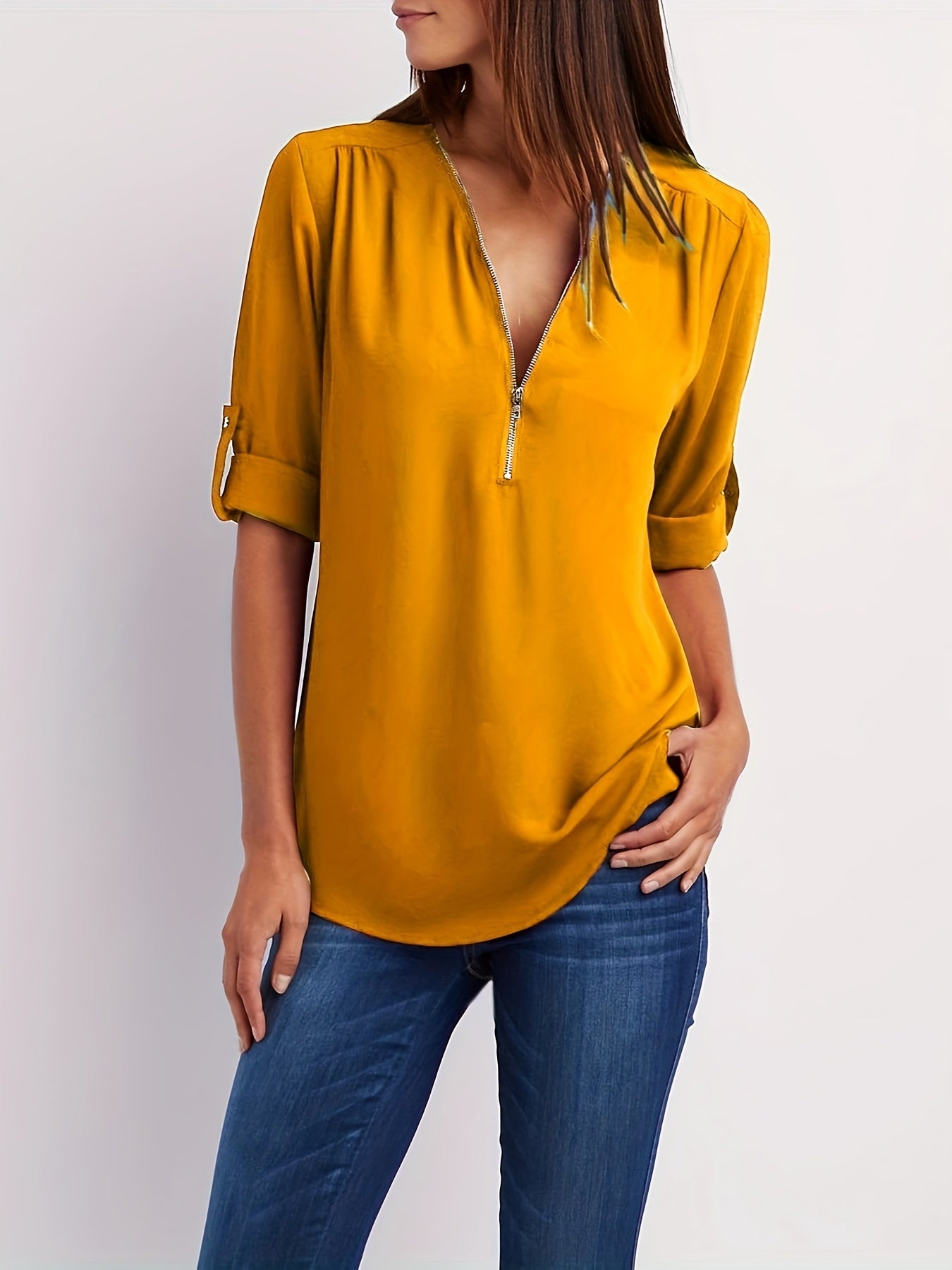 MOREAU LYON | BLOUSE À COL EN V ZIP POUR FEMMES