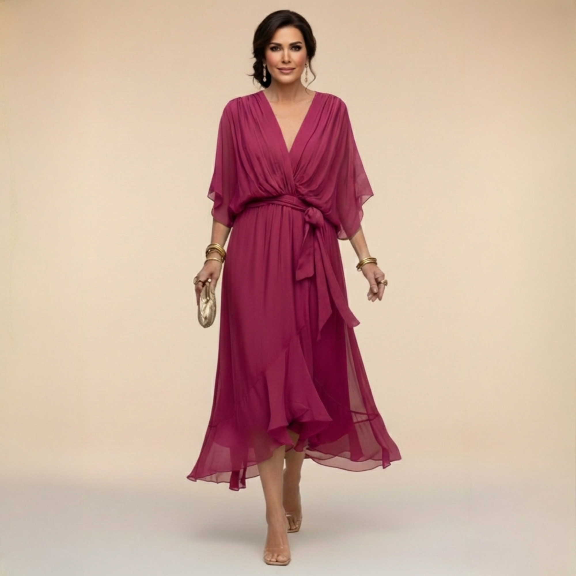 MOREAU LYON | ROBE EN CHIFFON V POUR FEMMES