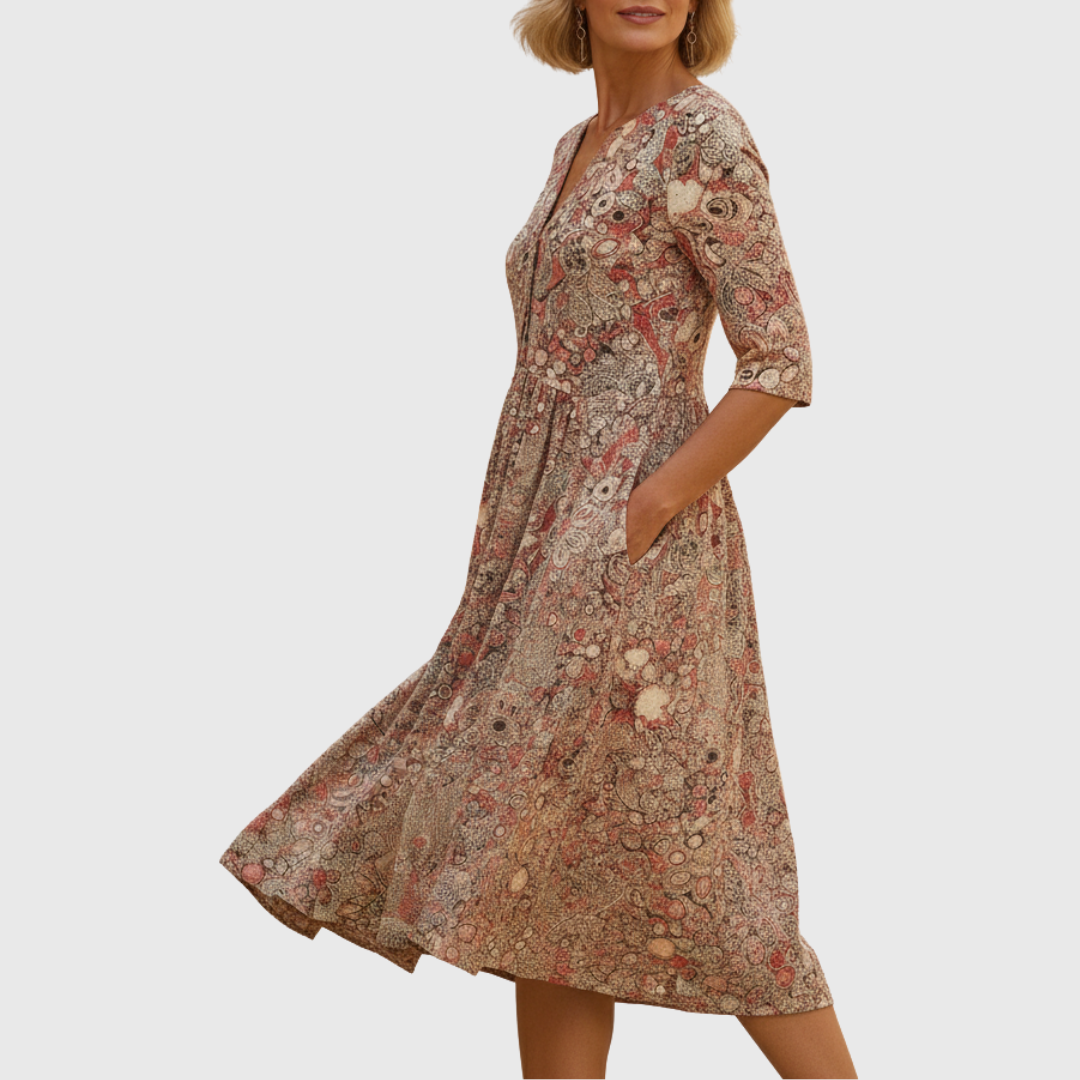 MOREAU LYON | ROBE MIDI À COL EN V POUR FEMMES
