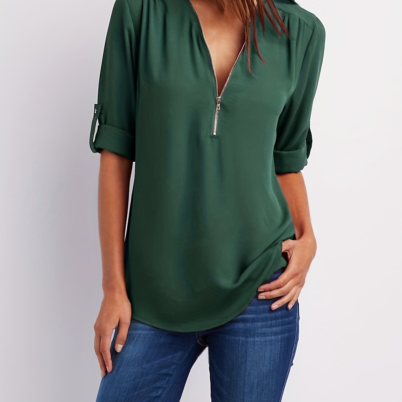 MOREAU LYON | BLOUSE À COL EN V ZIP POUR FEMMES