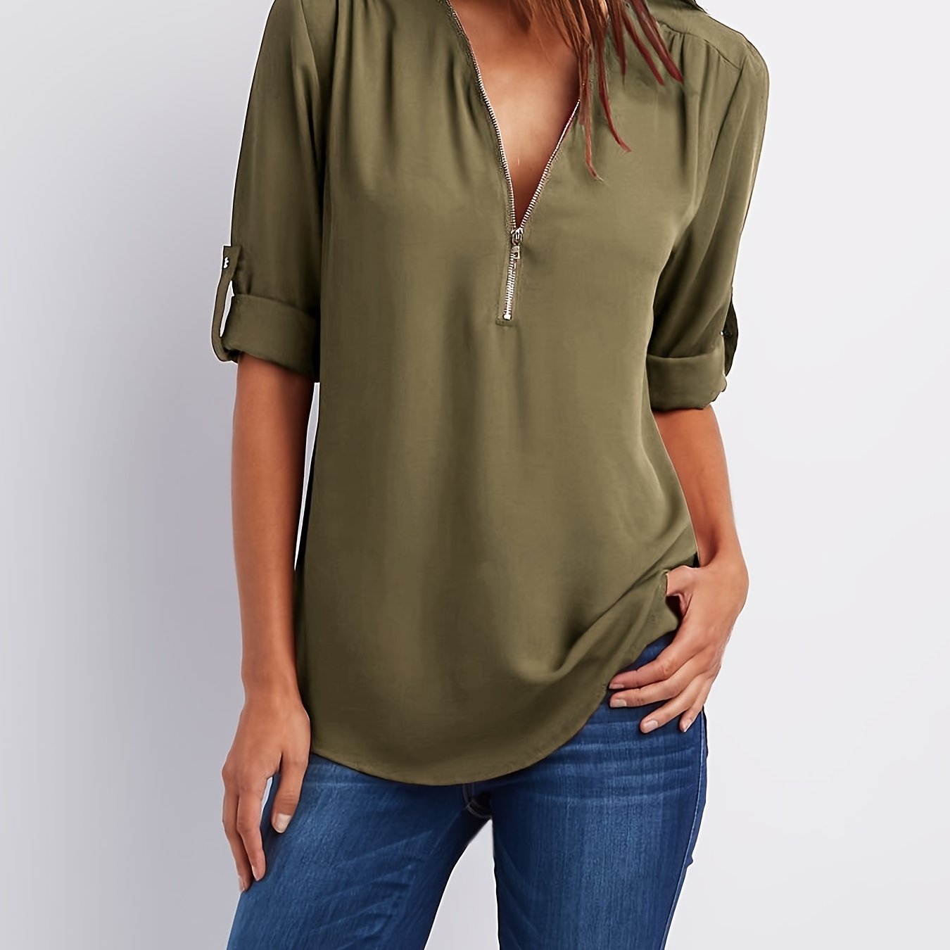 MOREAU LYON | BLOUSE À COL EN V ZIP POUR FEMMES