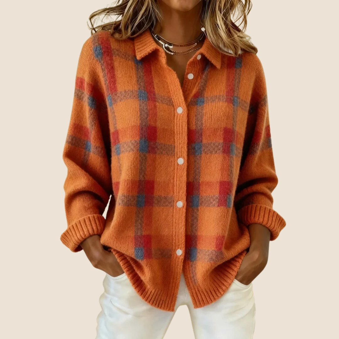 MOREAU LYON | PULL À CARREAUX AVEC COL POUR FEMMES