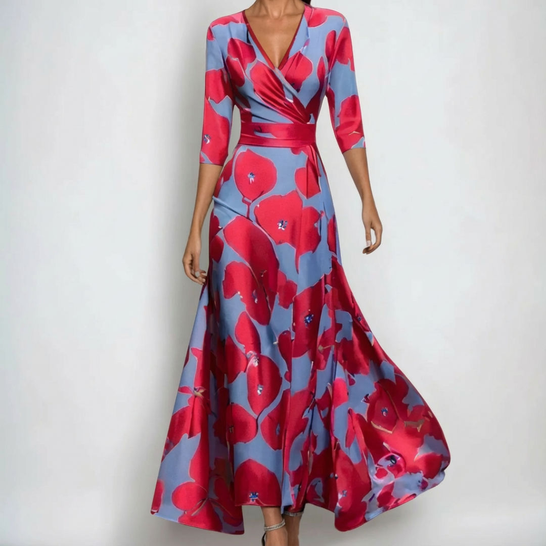 MOREAU LYON | ROBE MIDI CACHE-CŒUR À COL EN V POUR FEMMES
