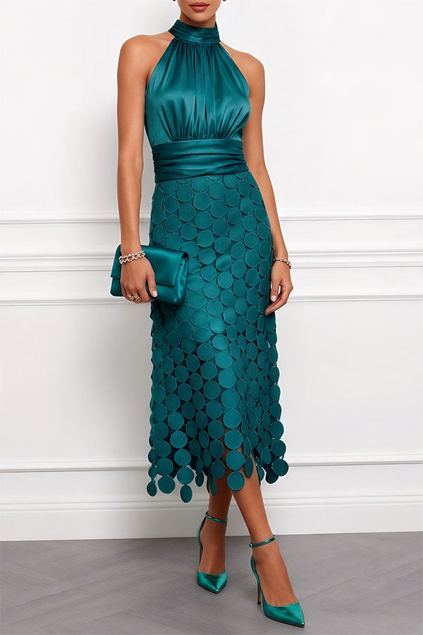 MOREAU LYON | ROBE MIDI CHIC À COL HALTER POUR FEMMES