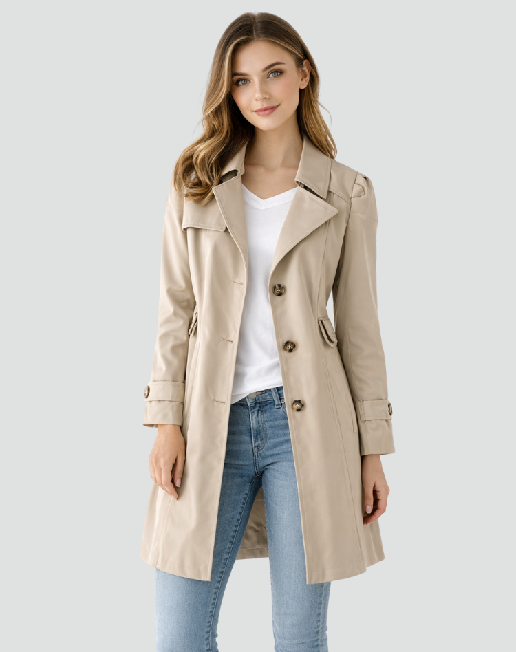 MOREAU LYON | TRANCHÉE MANTEAU CLASSIQUE À REVERS POUR FEMMES