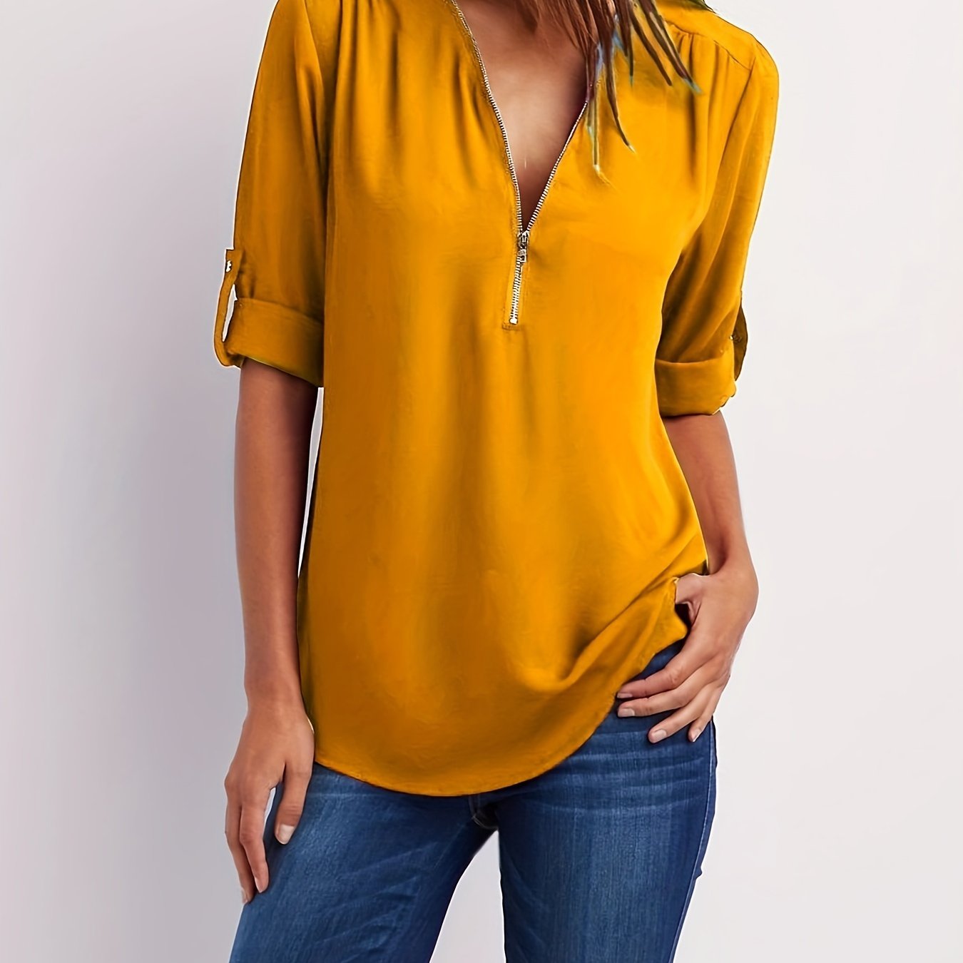MOREAU LYON | BLOUSE À COL EN V ZIP POUR FEMMES