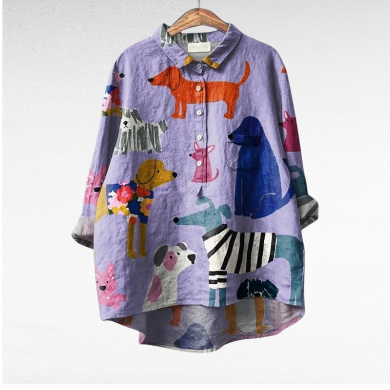 MOREAU LYON | BLOUSE MOTIFS CHIENS POUR FEMMES
