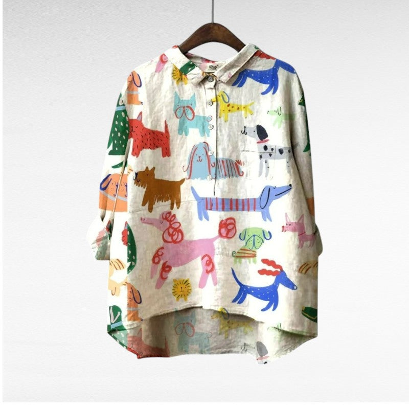MOREAU LYON | BLOUSE MOTIFS CHIENS POUR FEMMES