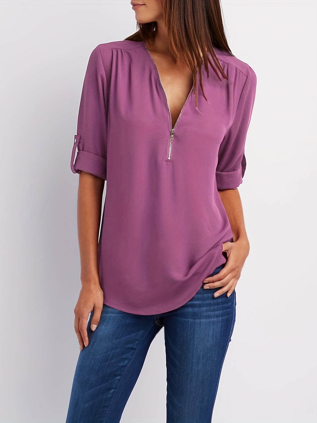 MOREAU LYON | BLOUSE À COL EN V ZIP POUR FEMMES