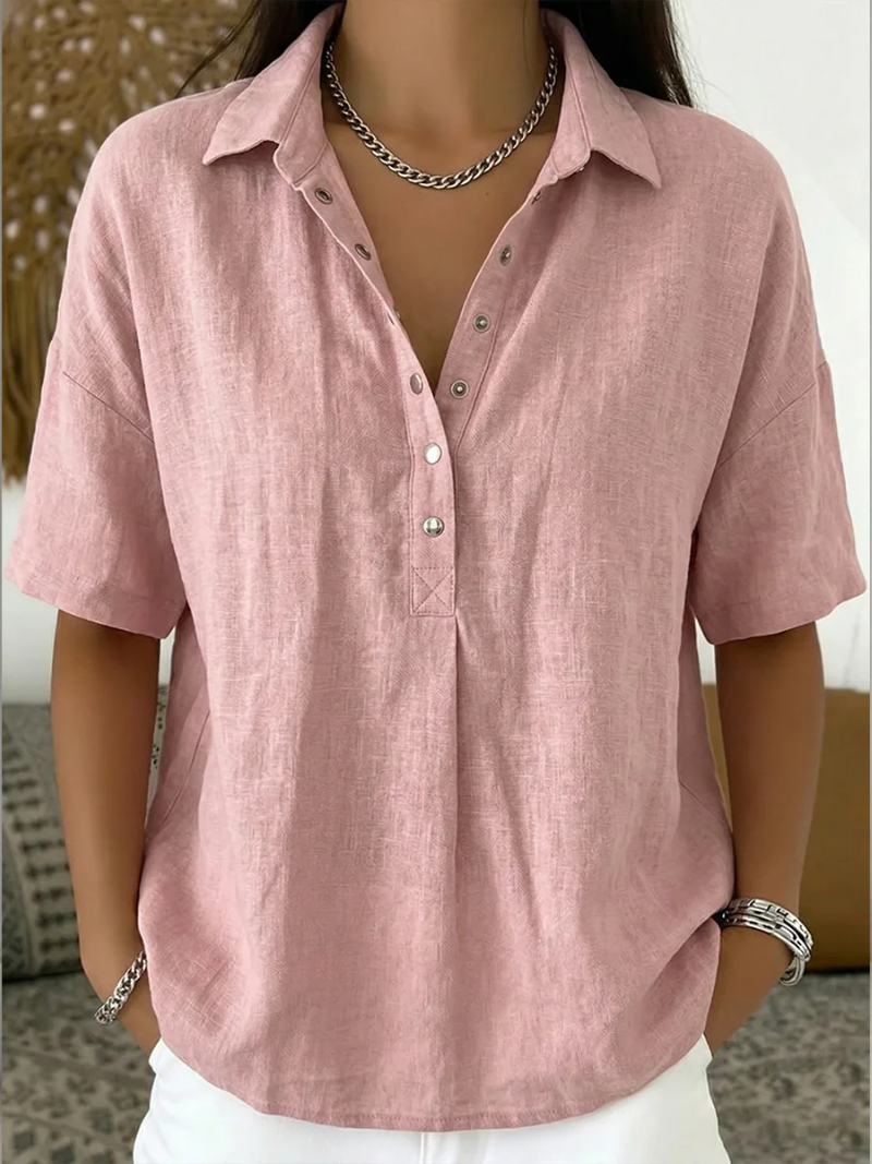 MOREAU LYON | BLOUSE À COL EN V AVEC BOUTONS POUR FEMMES