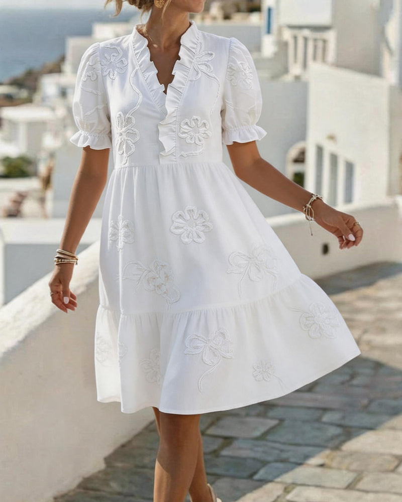 MOREAU LYON | ROBE À VOLANTS BRODÉE POUR FEMMES