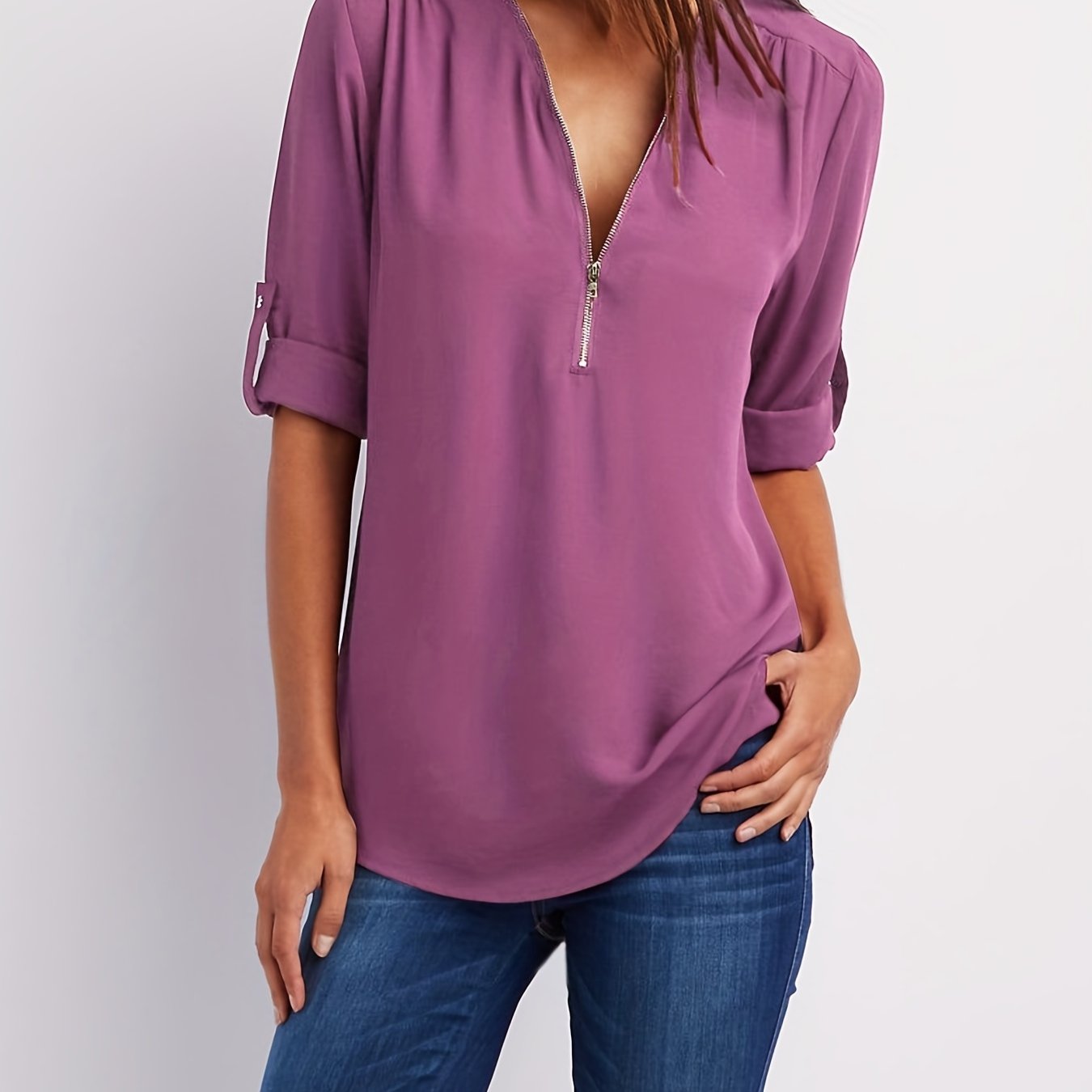 MOREAU LYON | BLOUSE À COL EN V ZIP POUR FEMMES