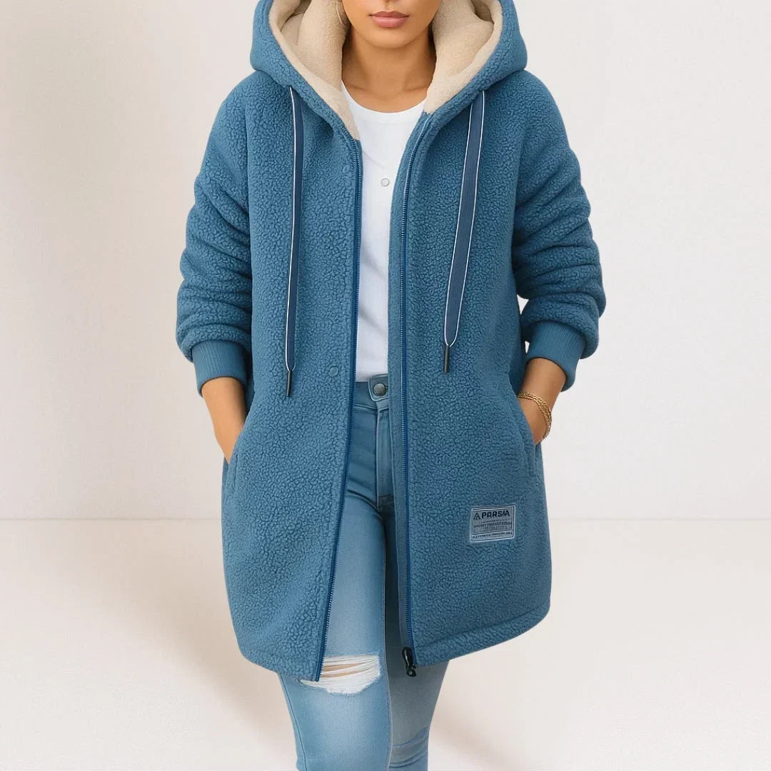 MOREAU LYON | VESTE FLEECE LONGUE À CAPUCHE POUR FEMMES