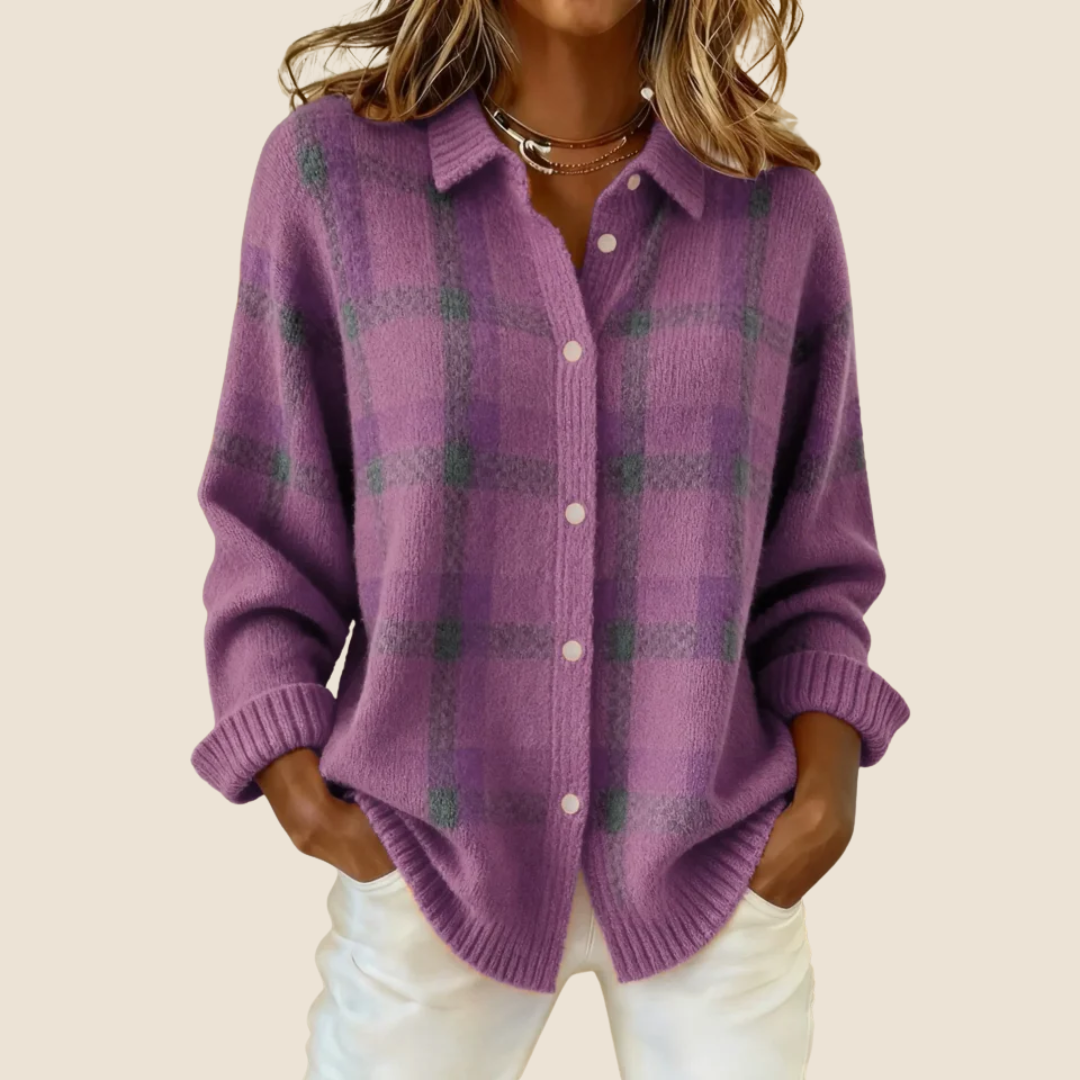 MOREAU LYON | PULL À CARREAUX AVEC COL POUR FEMMES