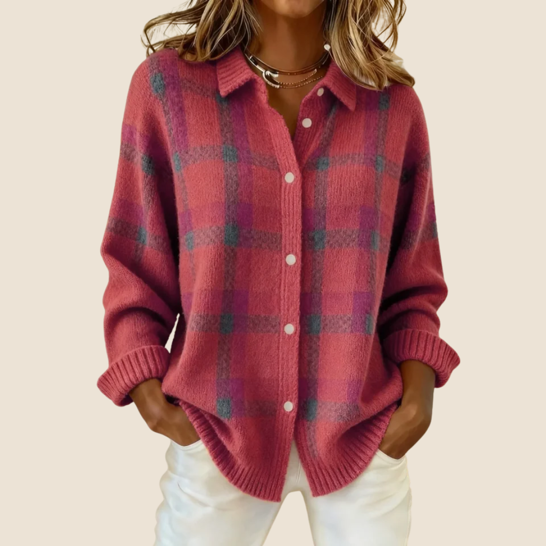 MOREAU LYON | PULL À CARREAUX AVEC COL POUR FEMMES