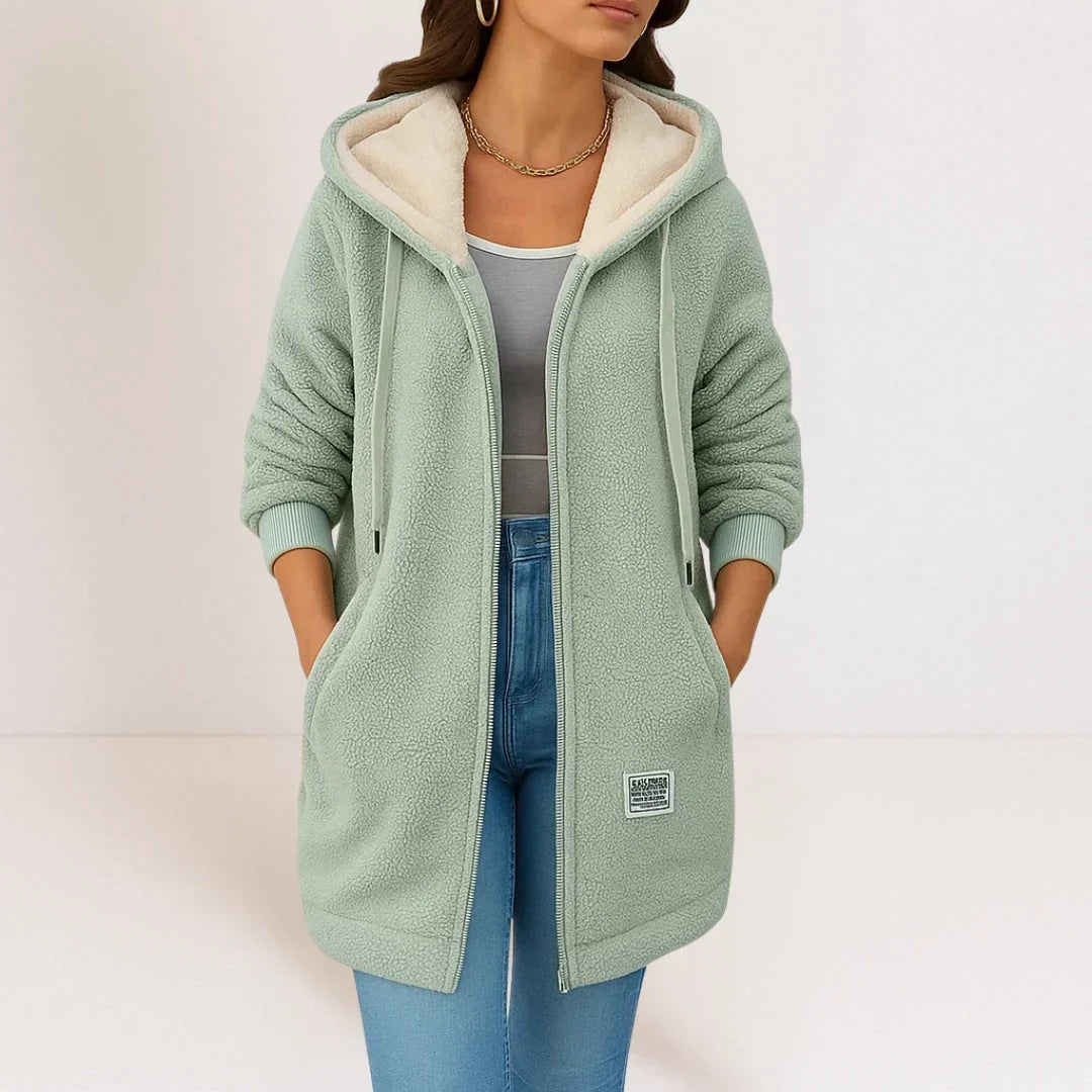 MOREAU LYON | VESTE FLEECE LONGUE À CAPUCHE POUR FEMMES