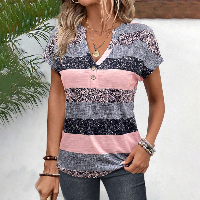 MOREAU LYON | BLOUSE RAYÉE COL V POUR FEMMES