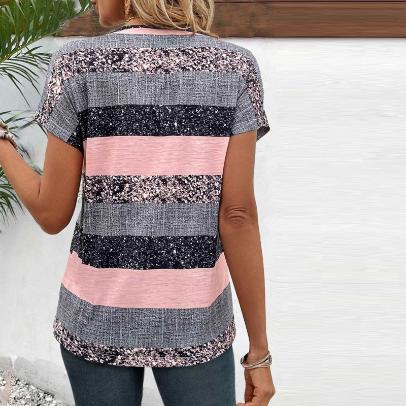 MOREAU LYON | BLOUSE RAYÉE COL V POUR FEMMES