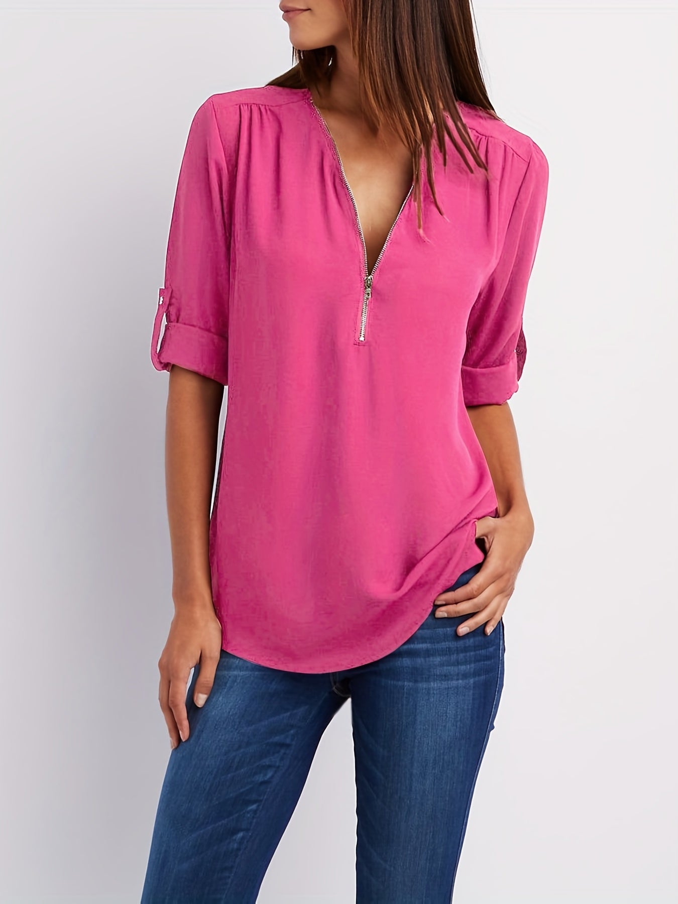 MOREAU LYON | BLOUSE À COL EN V ZIP POUR FEMMES