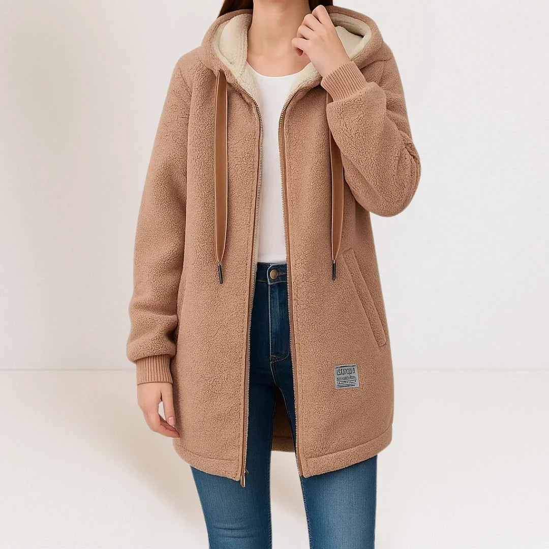 MOREAU LYON | VESTE FLEECE LONGUE À CAPUCHE POUR FEMMES