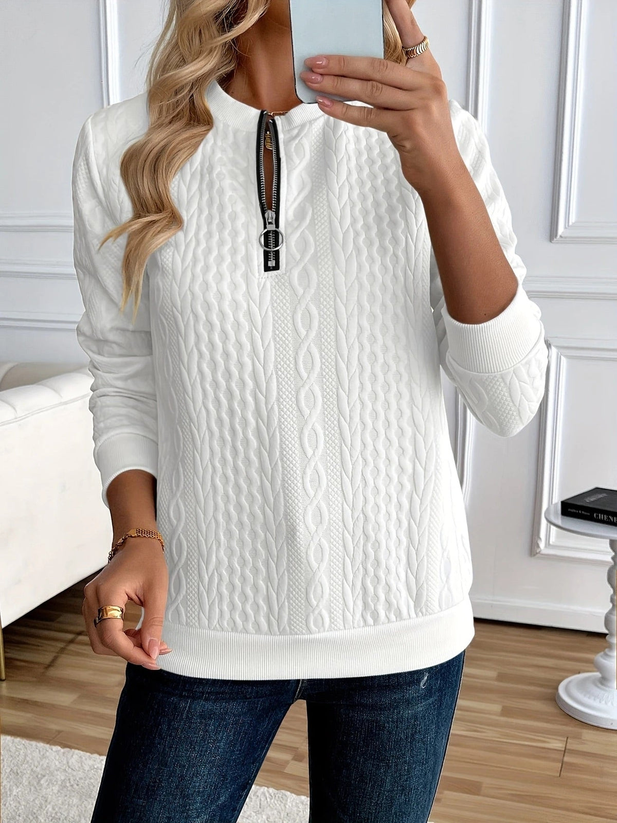 MOREAU LYON | SWEAT TEXTURÉ ZIPPÉ POUR FEMMES