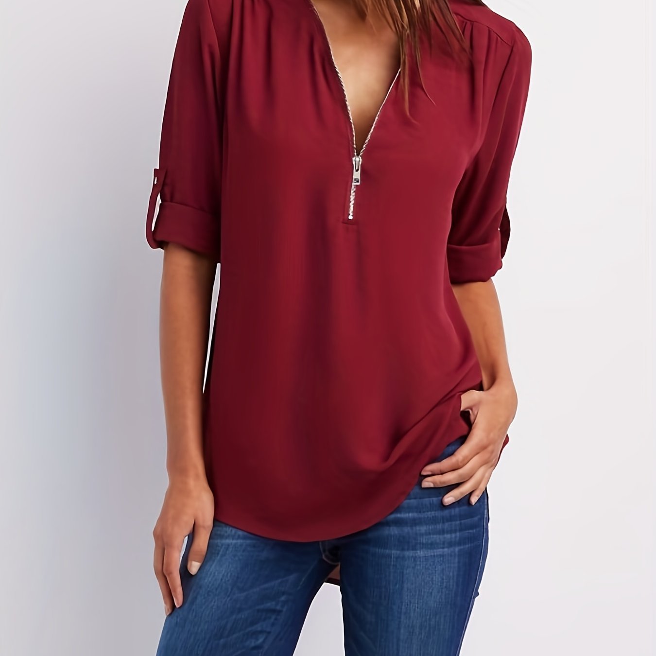 MOREAU LYON | BLOUSE À COL EN V ZIP POUR FEMMES