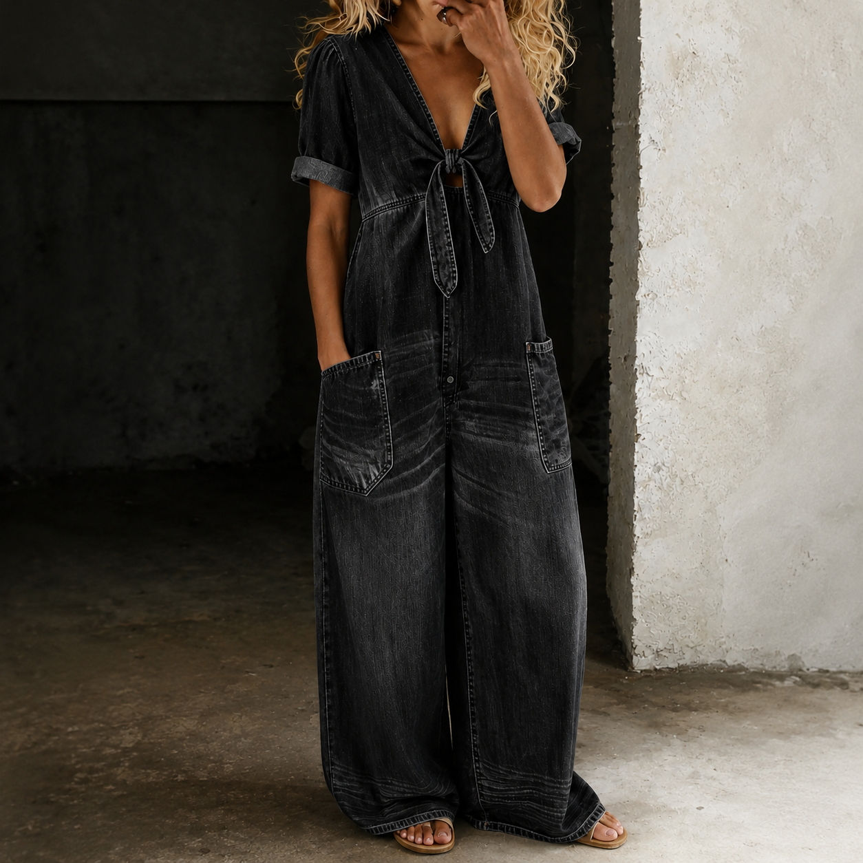 MOREAU LYON | SALOPETTE EN DENIM À JAMBES LARGES POUR FEMMES