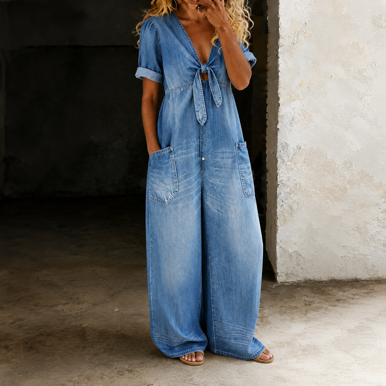 MOREAU LYON | SALOPETTE EN DENIM À JAMBES LARGES POUR FEMMES