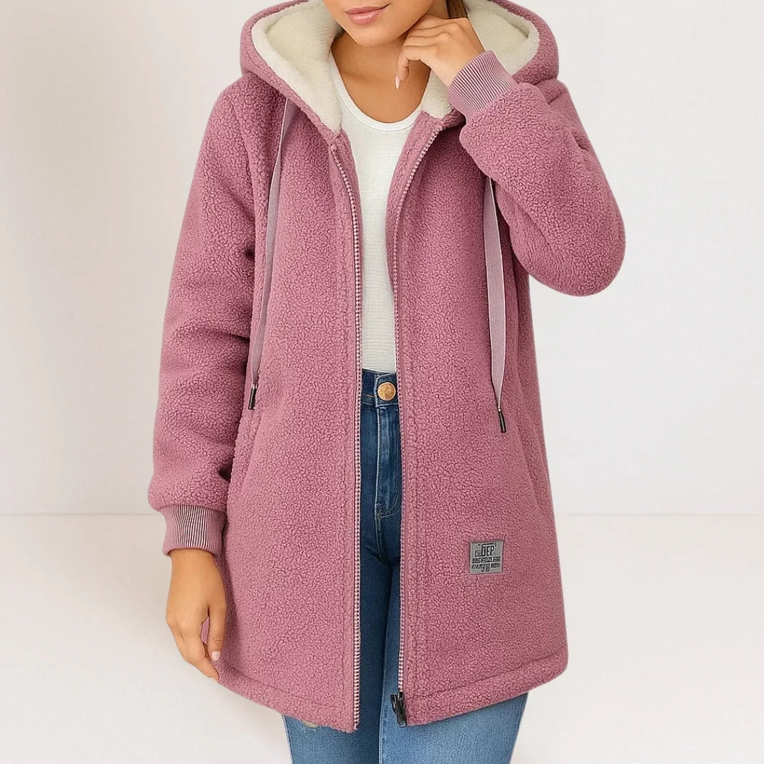 MOREAU LYON | VESTE FLEECE LONGUE À CAPUCHE POUR FEMMES