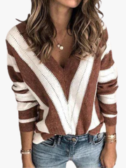 MOREAU LYON | PULL RAYÉ COL V POUR FEMMES