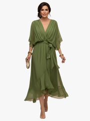 MOREAU LYON | ROBE EN MOUSSELINE À COL V POUR FEMME