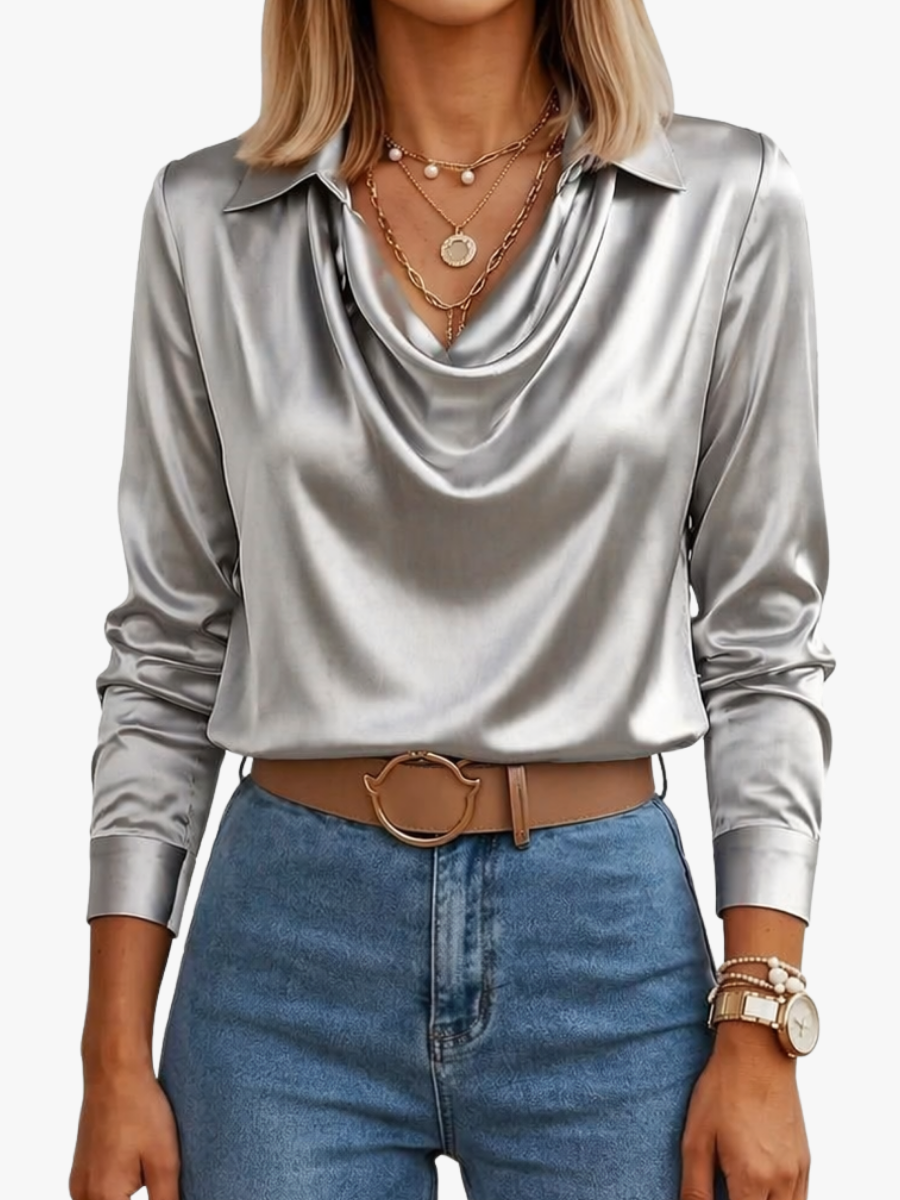 MOREAU LYON | BLOUSE EN SATIN DRAPÉE POUR FEMMES