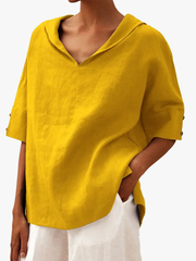 MOREAU LYON | BLOUSE EN LIN À COL EN V POUR FEMMES